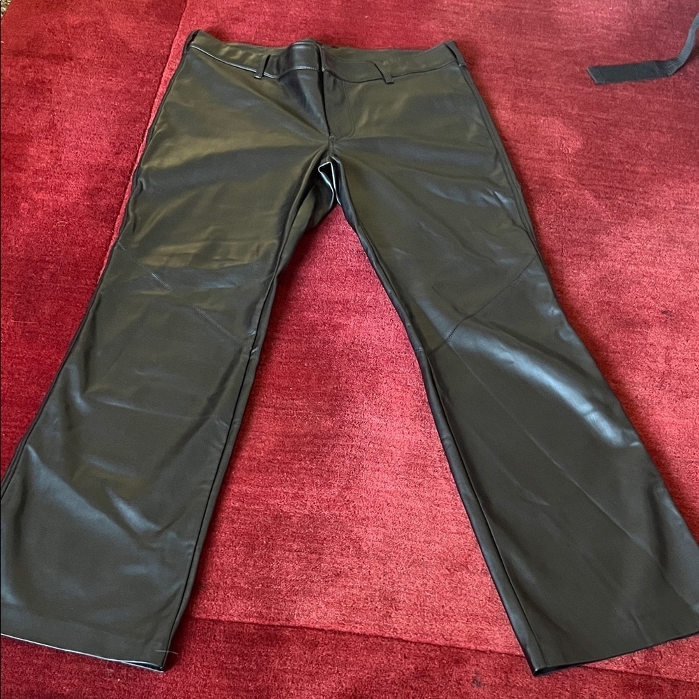 Free People Vegan Leather Flare Pants Black - Picture 3 of 14